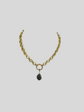 Bold gold necklace with diamond teardrop