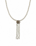 Vintage Upcycled Pearl and Sapphire Tassel Necklace