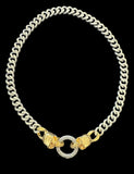 Two tone pave diamond skull chain choker