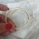 Brushed Gold Rose Quartz Bangle