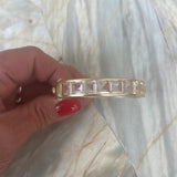 Brushed Gold Rose Quartz Bangle